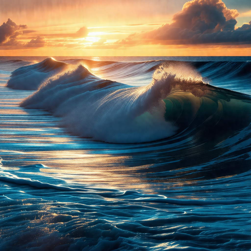 Captures a beautiful sunset over the ocean, with the sun ...