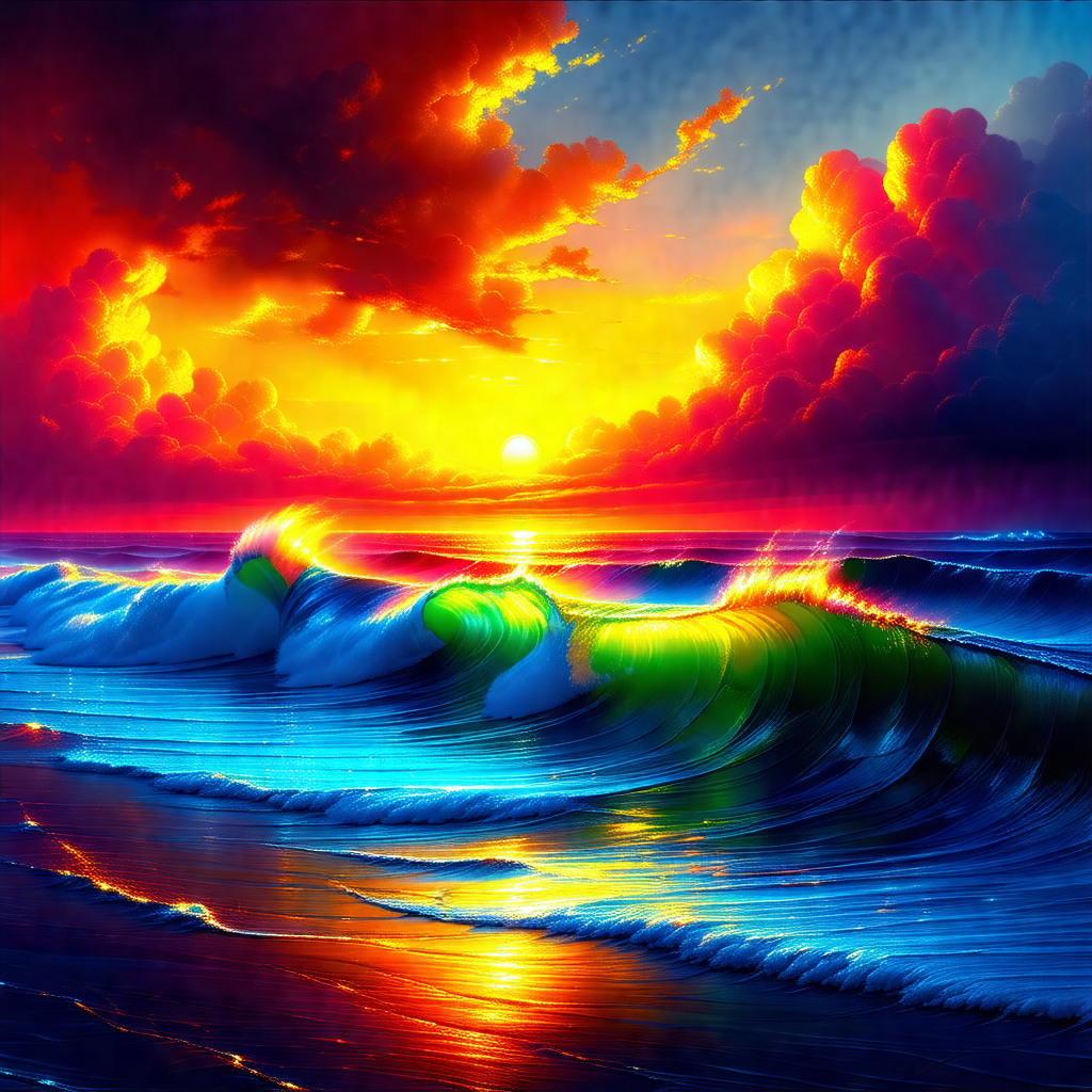 Beautiful sunset over the ocean, with the sun setting beh...