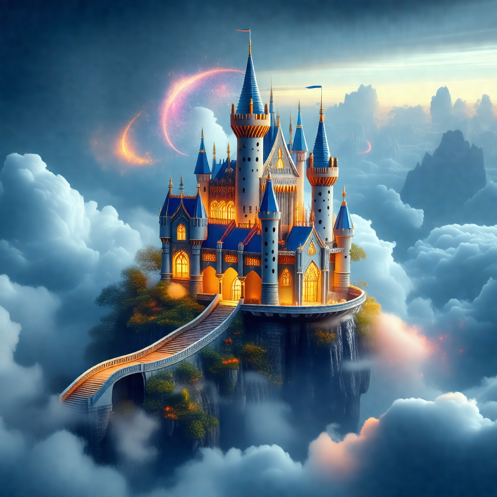 Majestic castle with a tall tower, situated on top of a hill