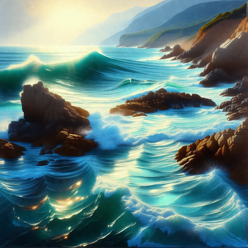 Beautiful scene of a large body of water, likely the ocea...