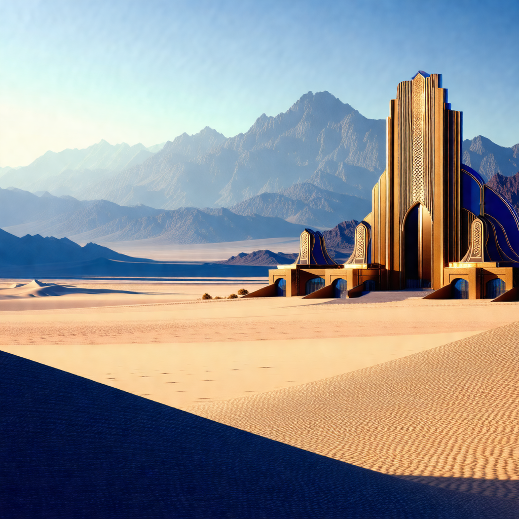 Large, futuristic building with a unique design, situated...