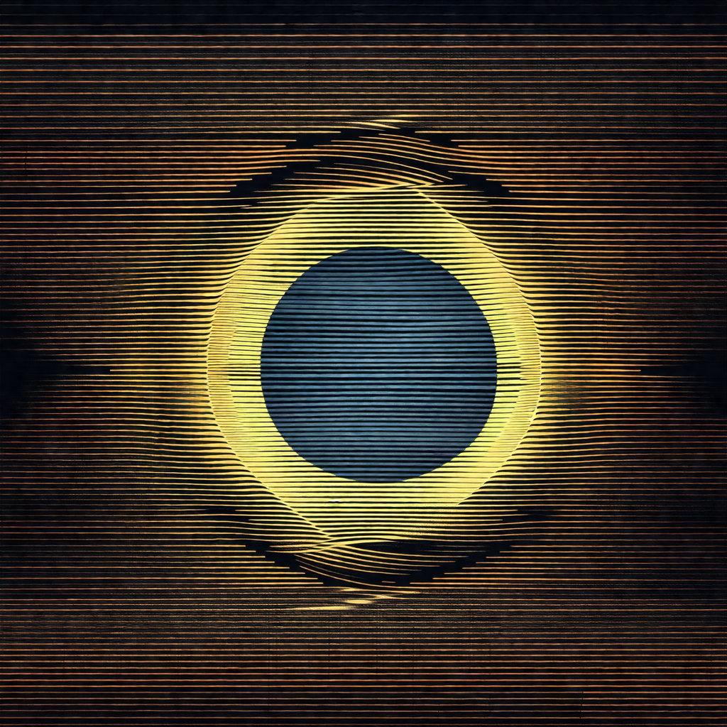 Large, round, blue circle with a yellow center