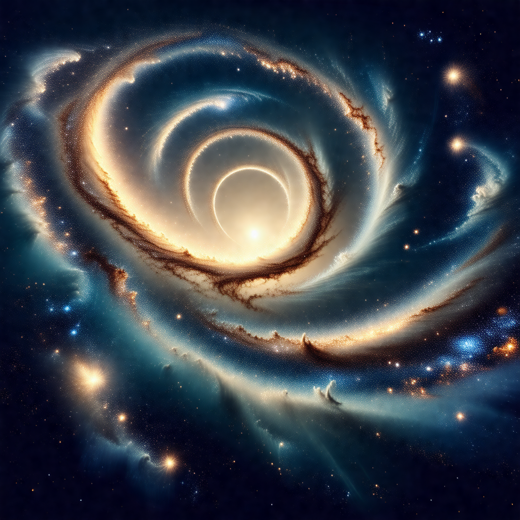 Beautifully detailed space scene featuring a spiral galax...