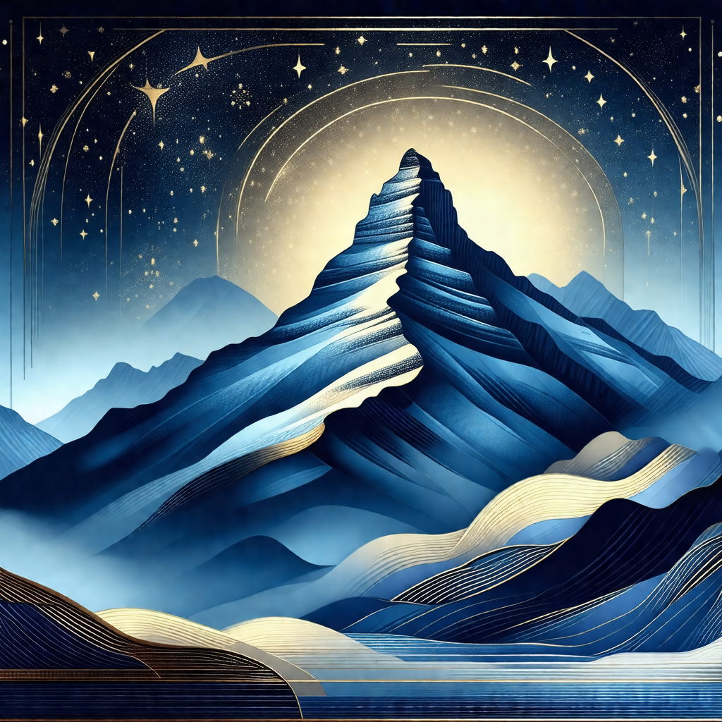 Majestic mountain with a snowy peak, towering over the su...