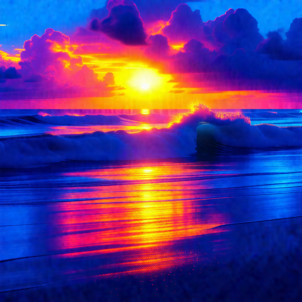 Captures a beautiful sunset over the ocean