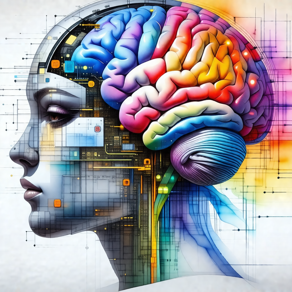 Colorful and detailed illustration of a woman's head, sho...