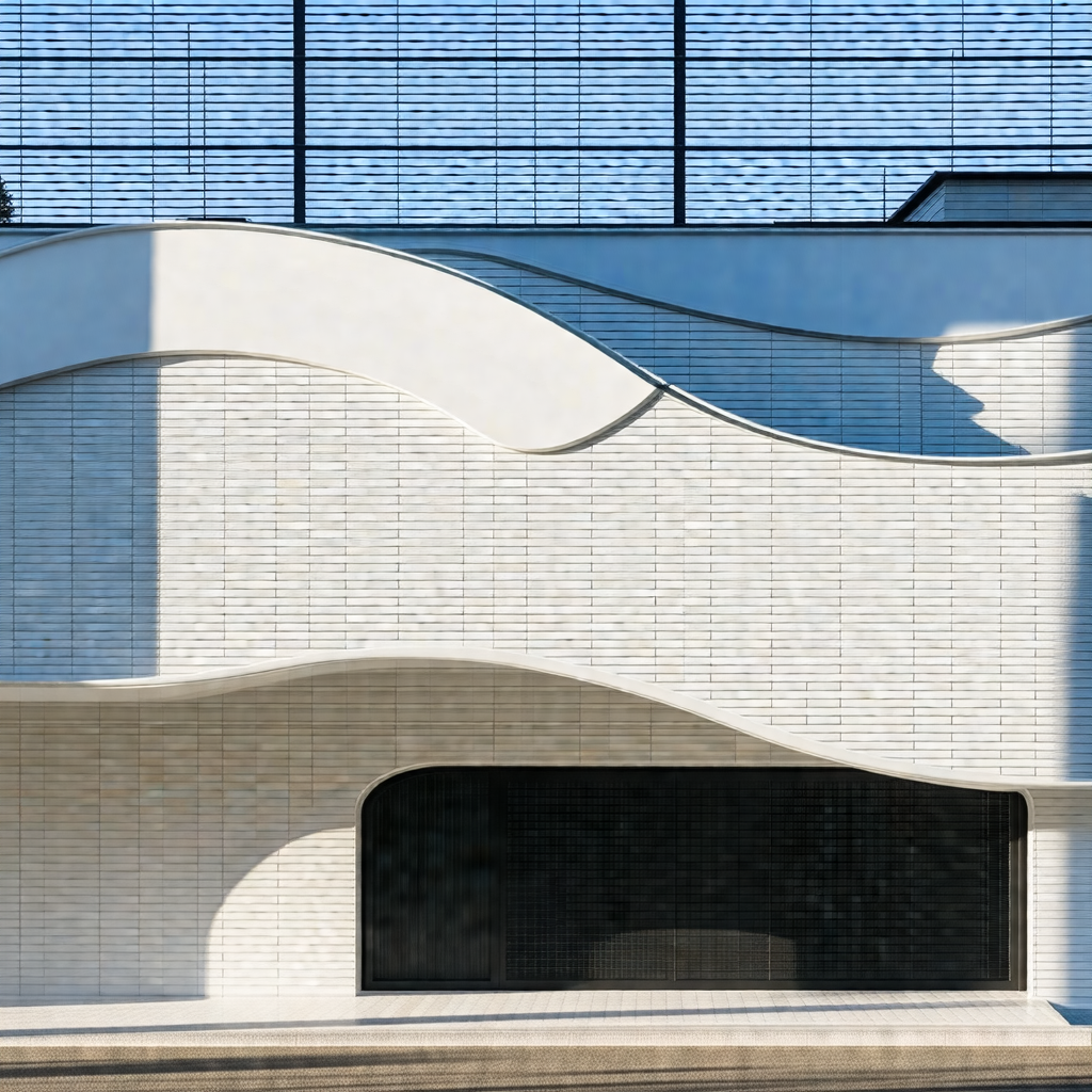 Large white building with a unique design