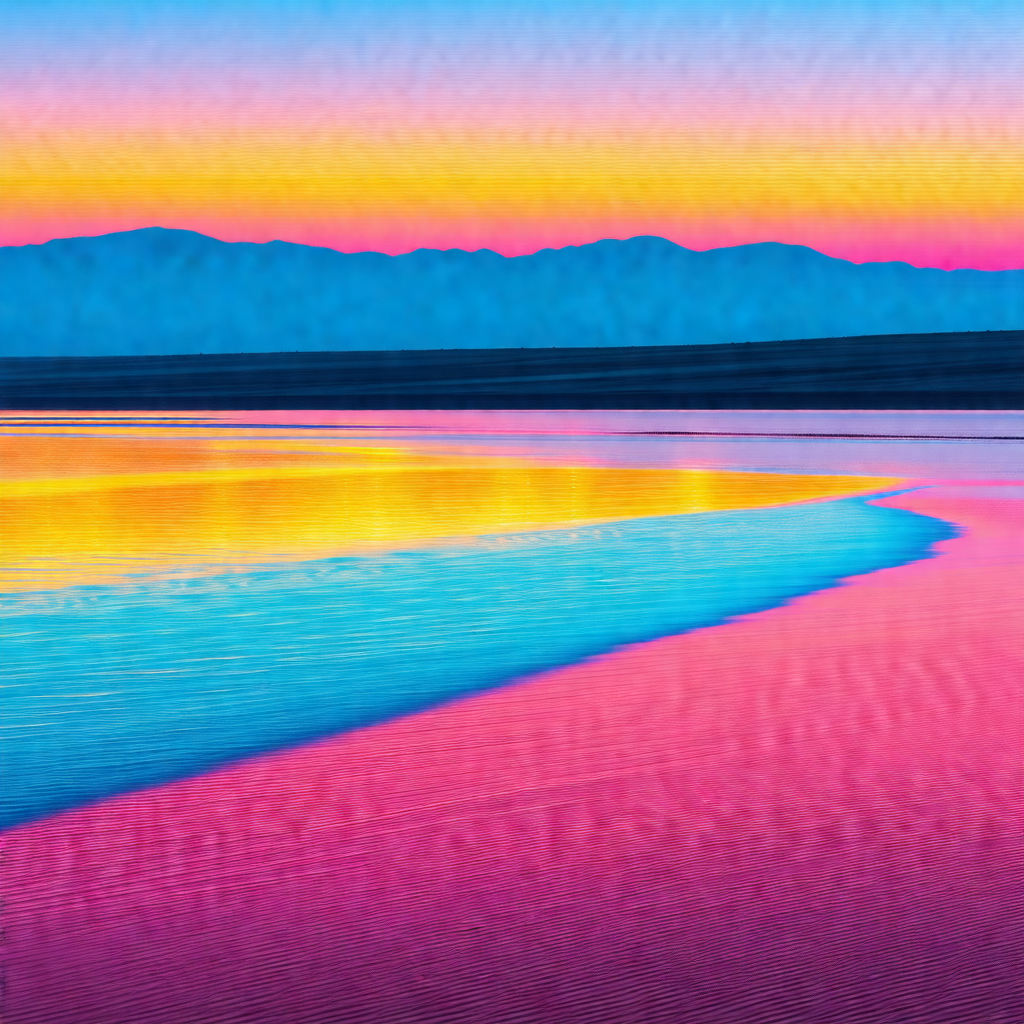 Beautiful sunset over a large body of water, possibly an ...