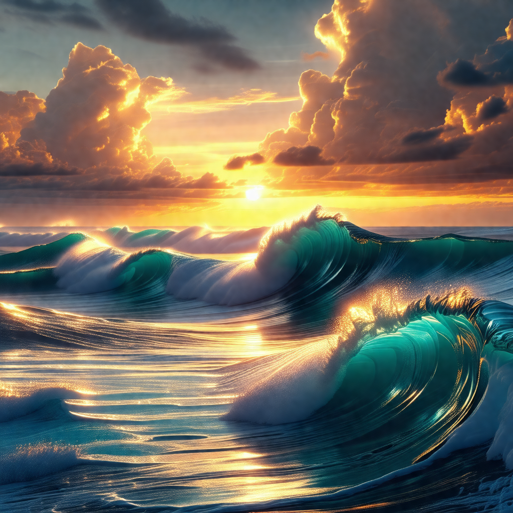 Captures a beautiful sunset over the ocean, with the sun ...