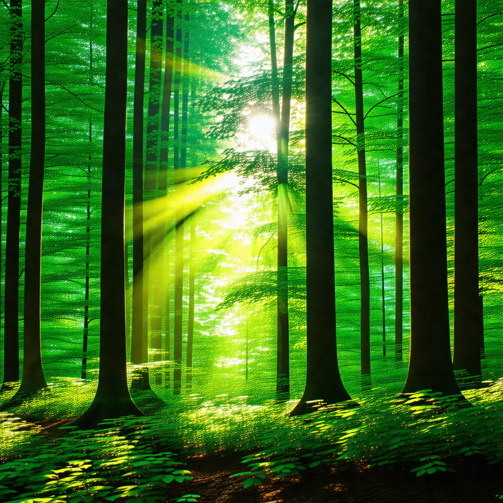 Lush green forest filled with tall trees