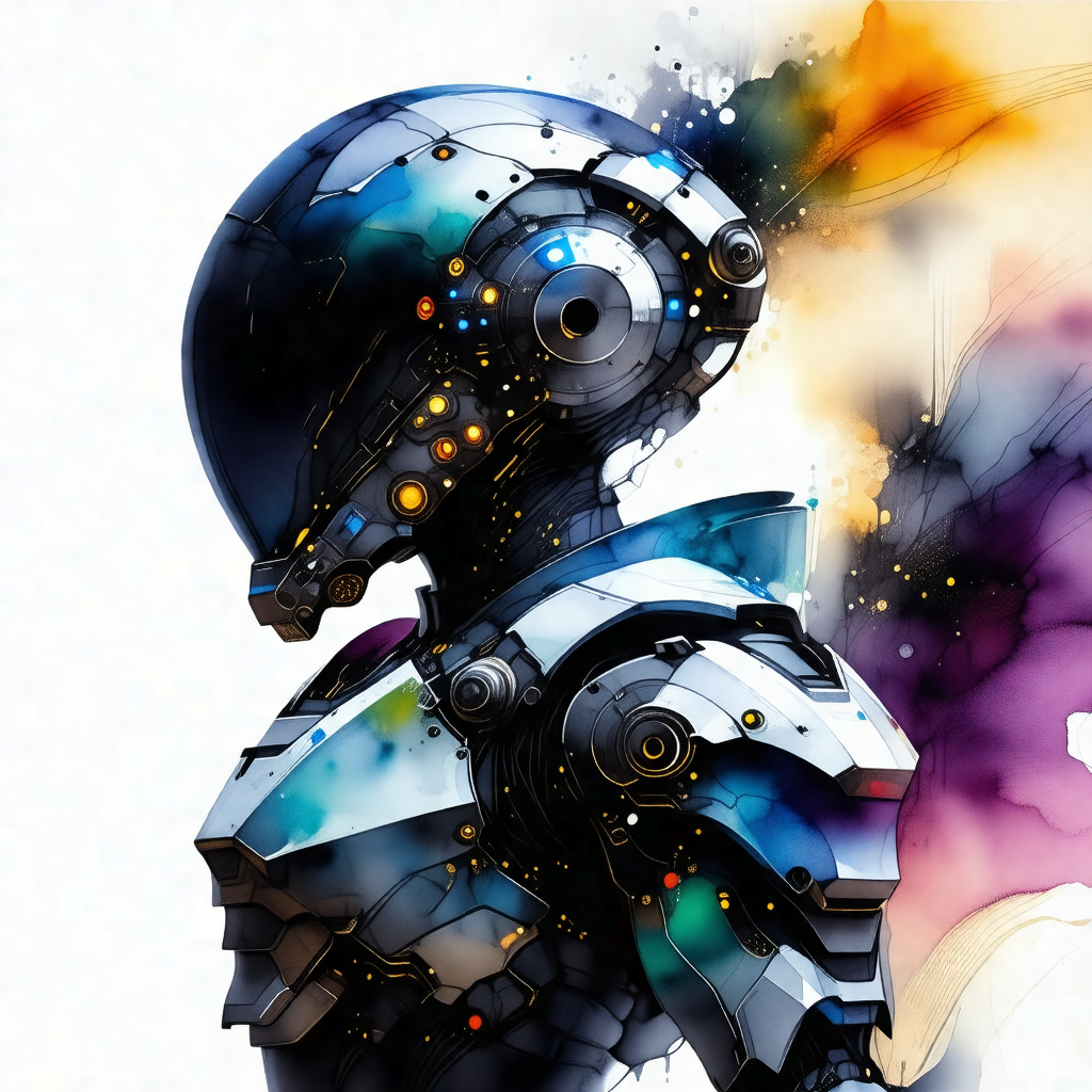 Colorful and detailed illustration of a futuristic robot