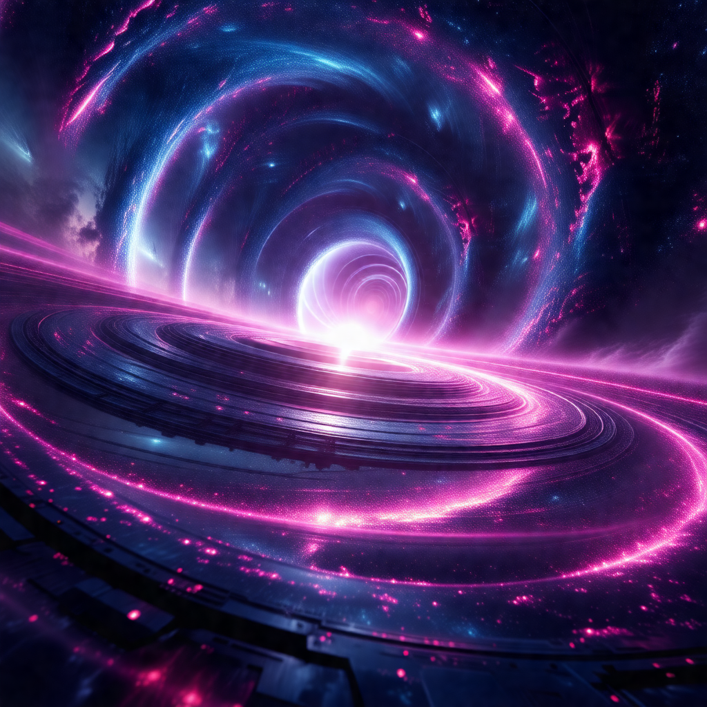Large, pink, spiral-shaped structure that resembles a tun...