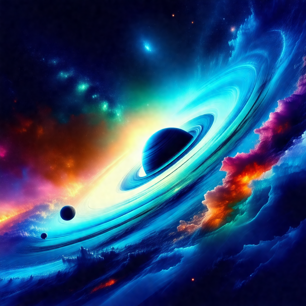 Colorful and detailed painting of a planet, possibly a ga...