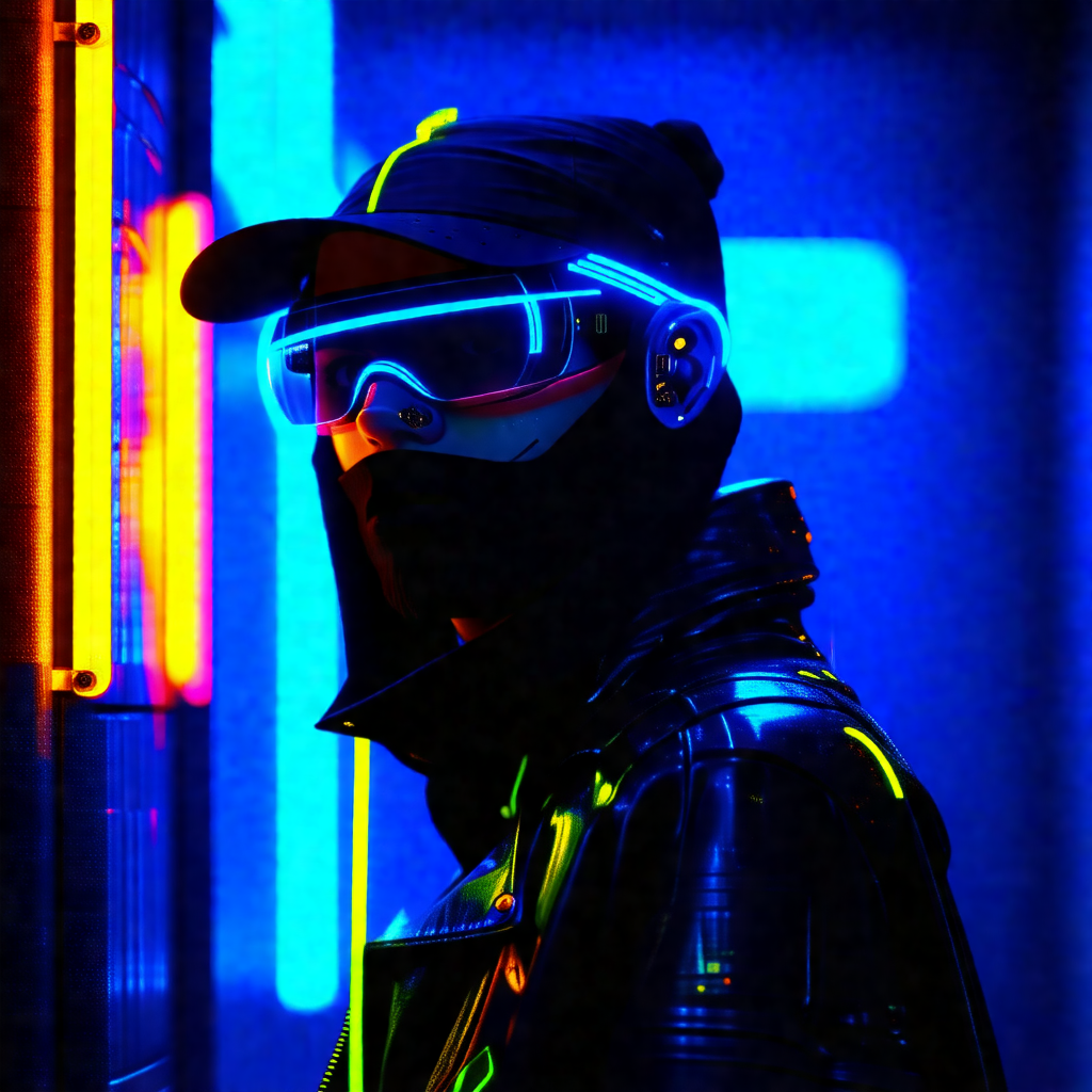 Person wearing a black jacket and a mask, standing in a r...