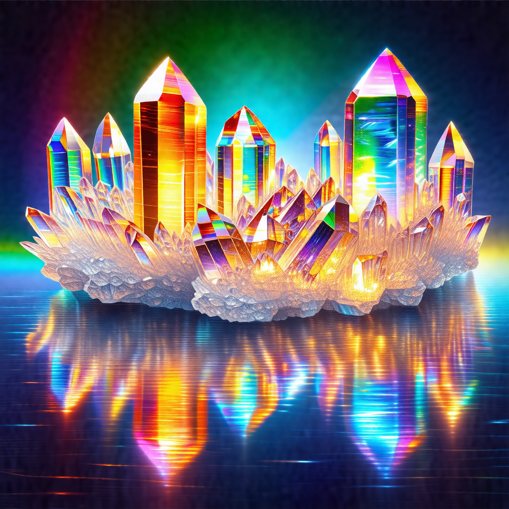 Colorful and vibrant display of crystals, possibly a coll...
