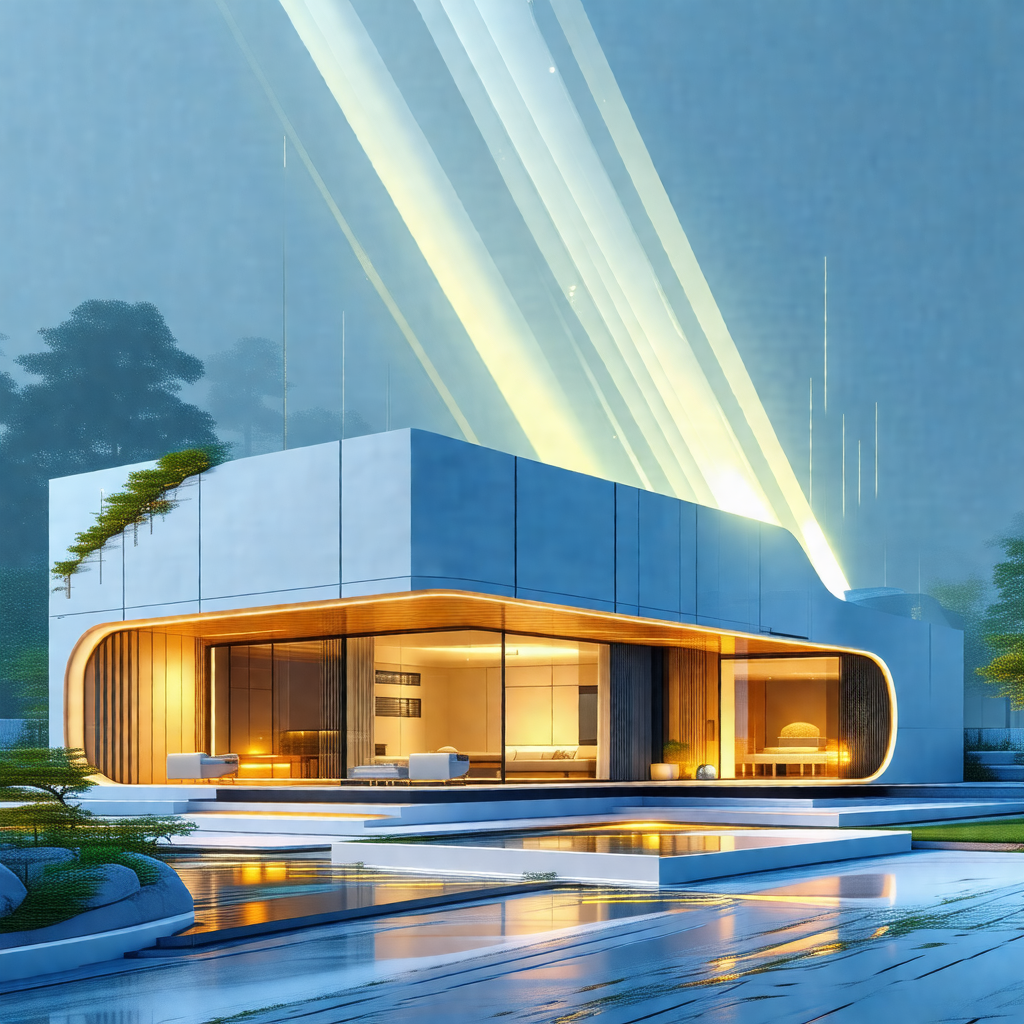 Modern, white house with a large glass wall