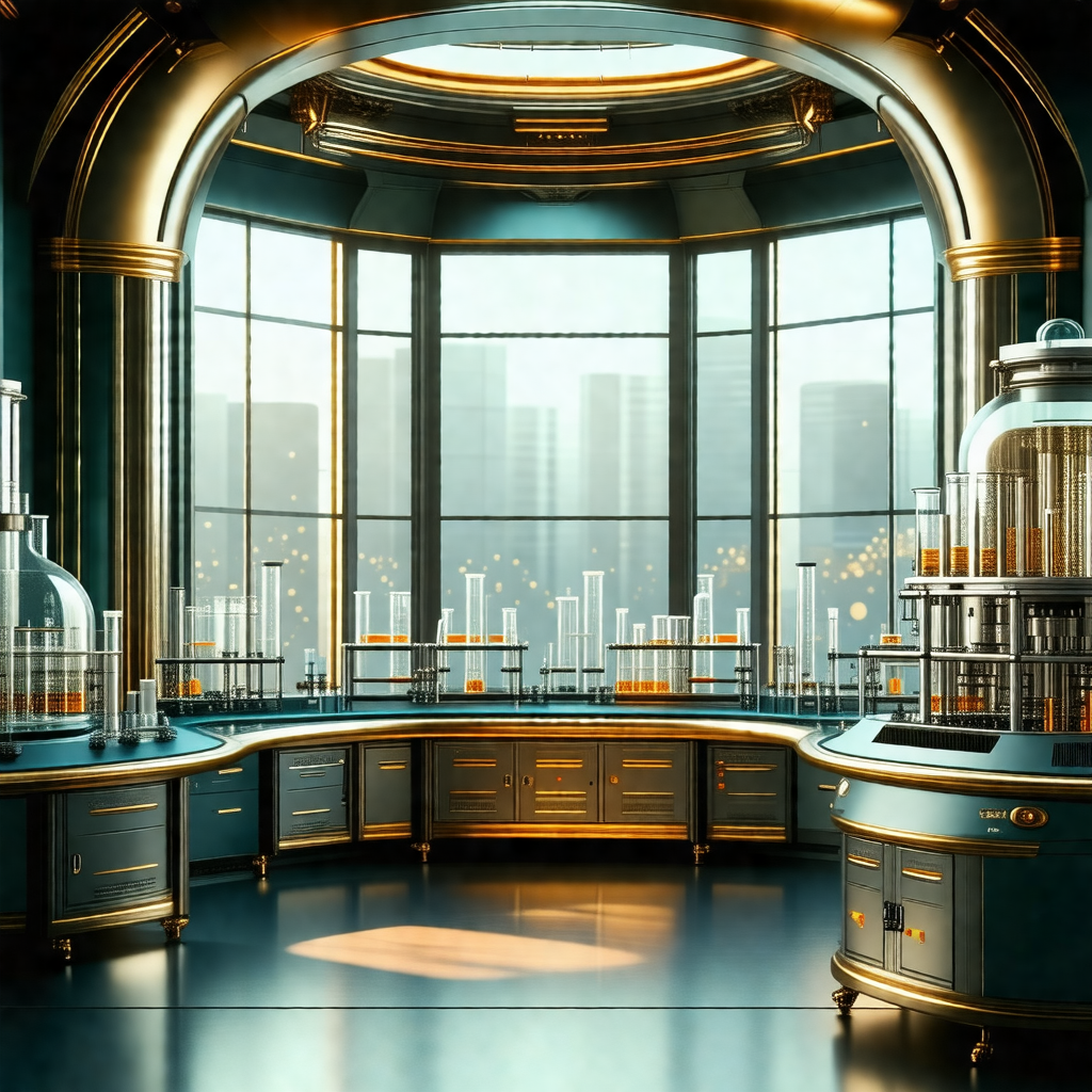 Large, well-lit laboratory with a variety of scientific e...