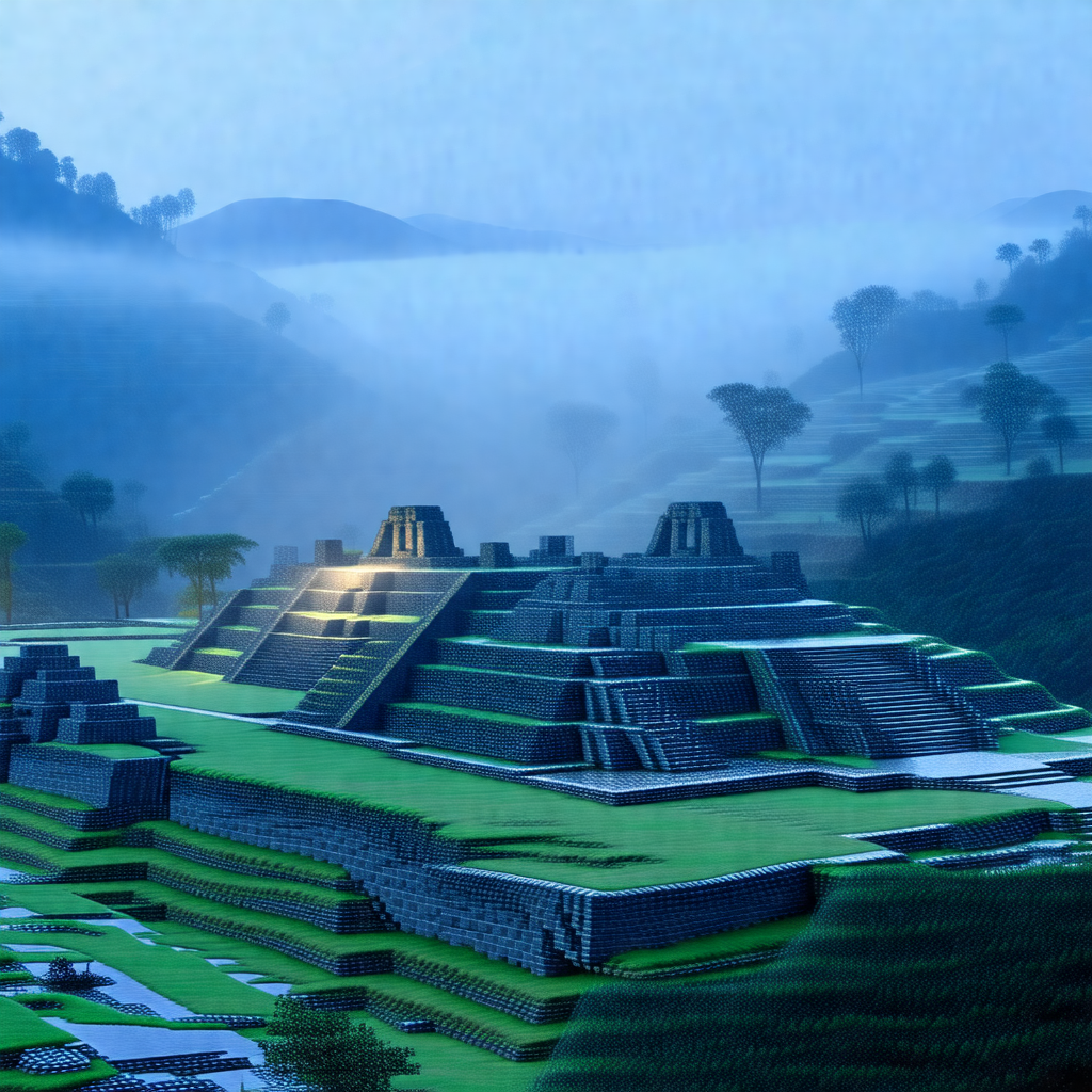 Computer-generated, 3d model of an ancient ruins site