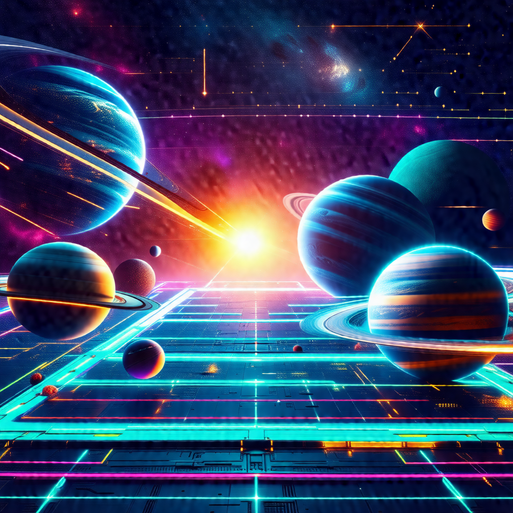 Colorful and detailed illustration of a solar system