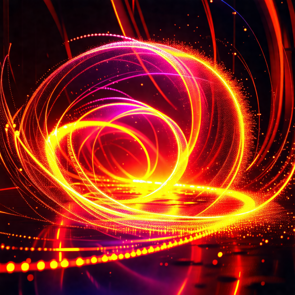 Brightly lit, colorful display of light, possibly a neon ...