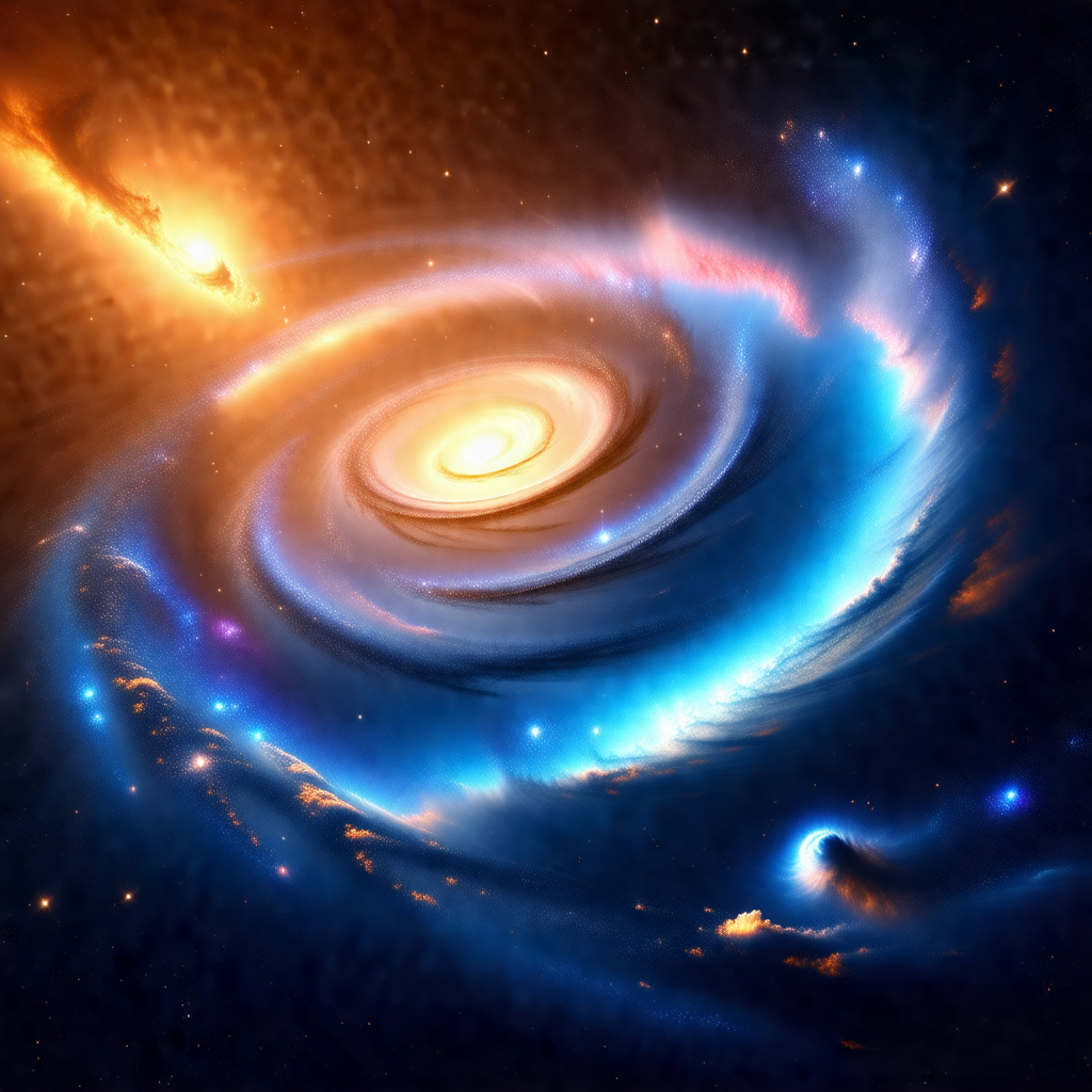 Stunning space scene featuring a blue spiral nebula with ...