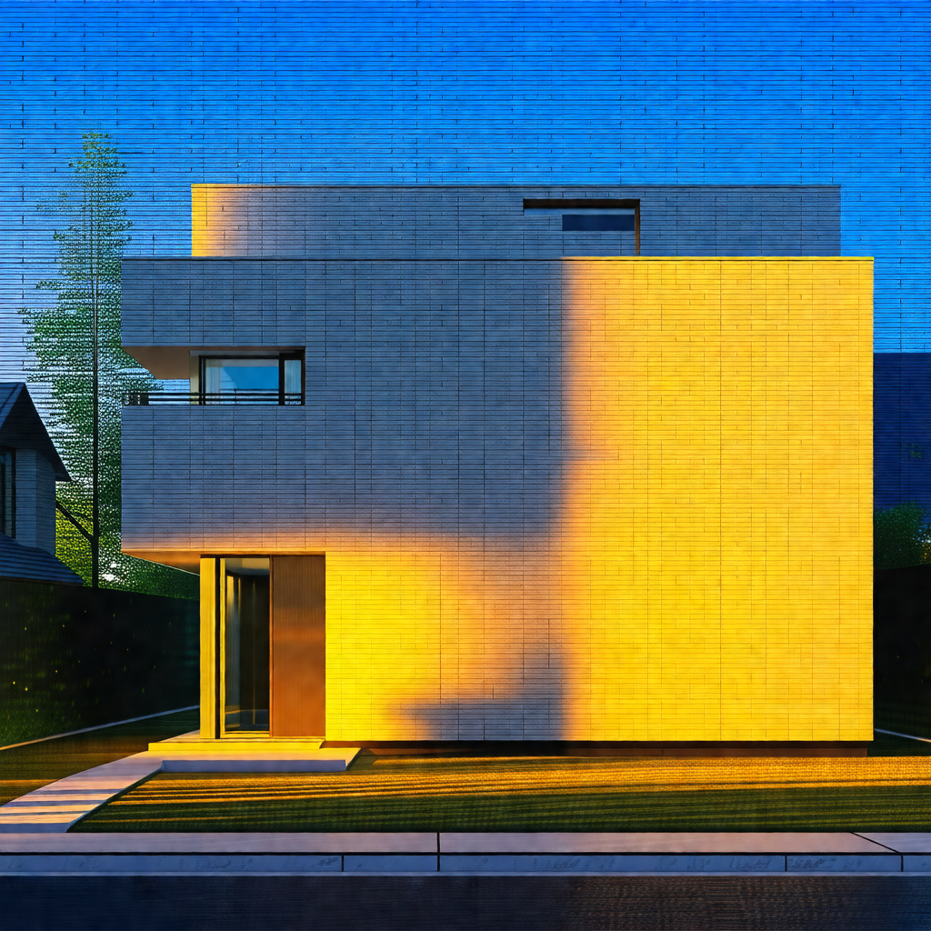 Large, modern-looking house with a unique design
