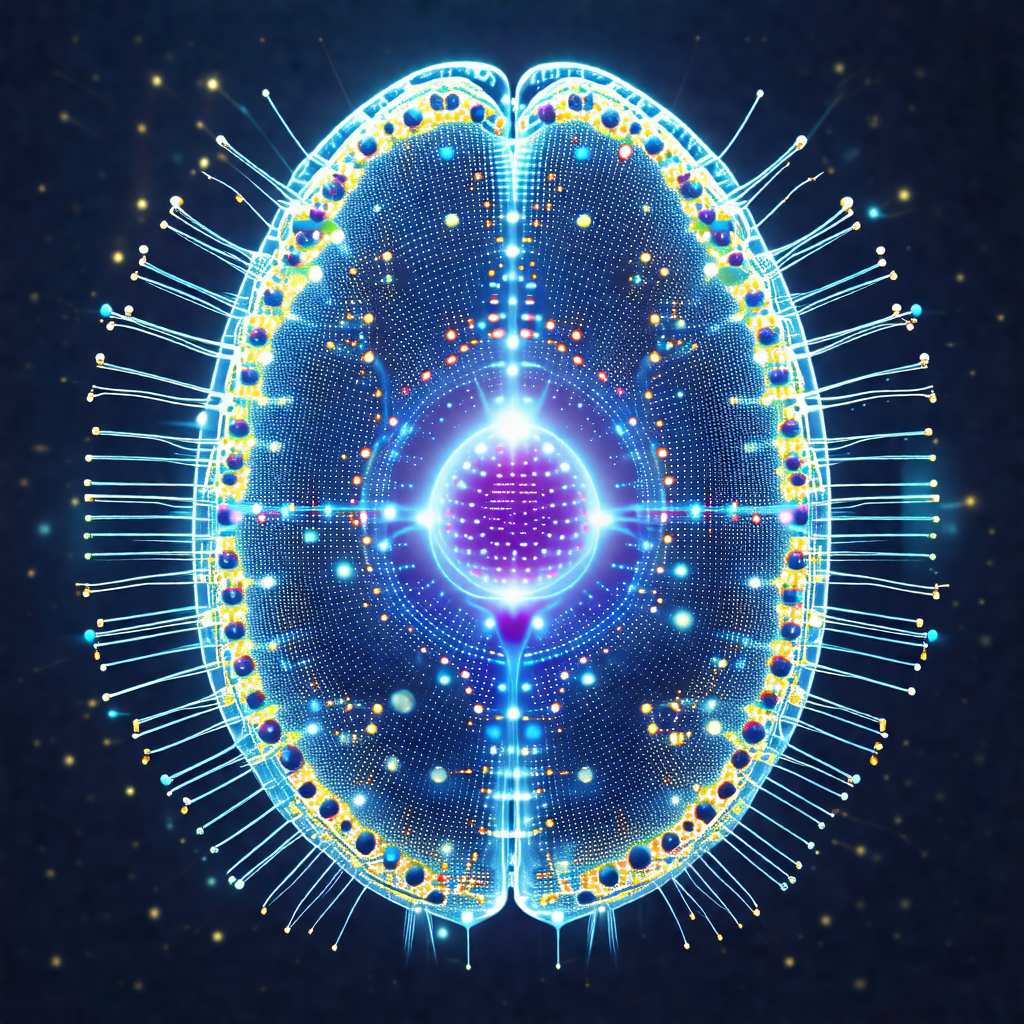 Brightly lit, three-dimensional representation of a human...