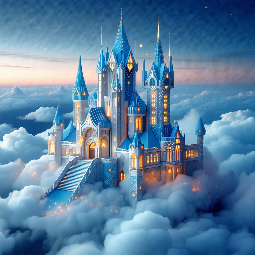 Beautifully designed castle floating in the sky