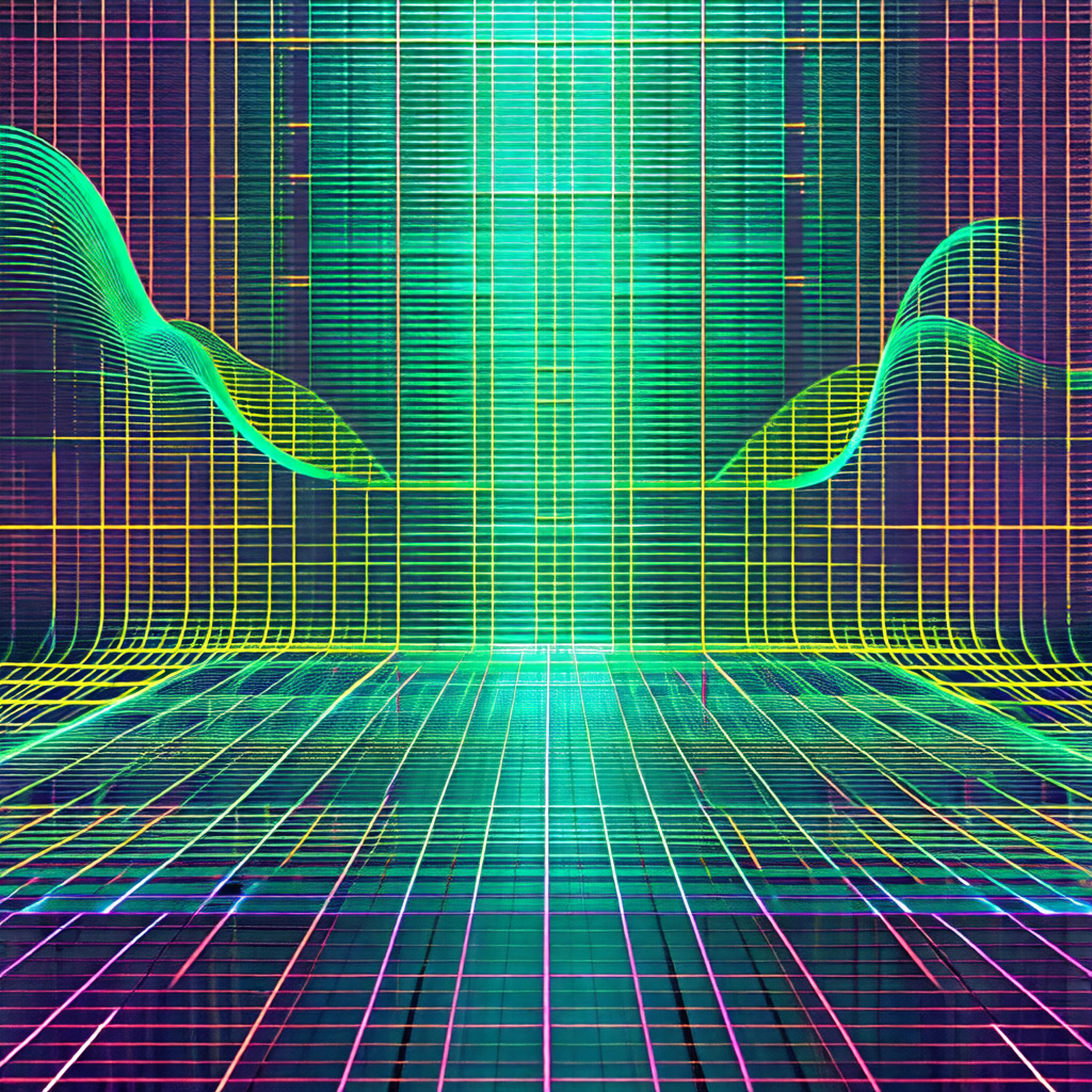 Colorful, abstract design with a green background