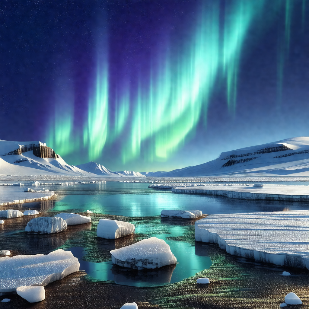 Beautiful scene of a frozen lake surrounded by snow-cover...