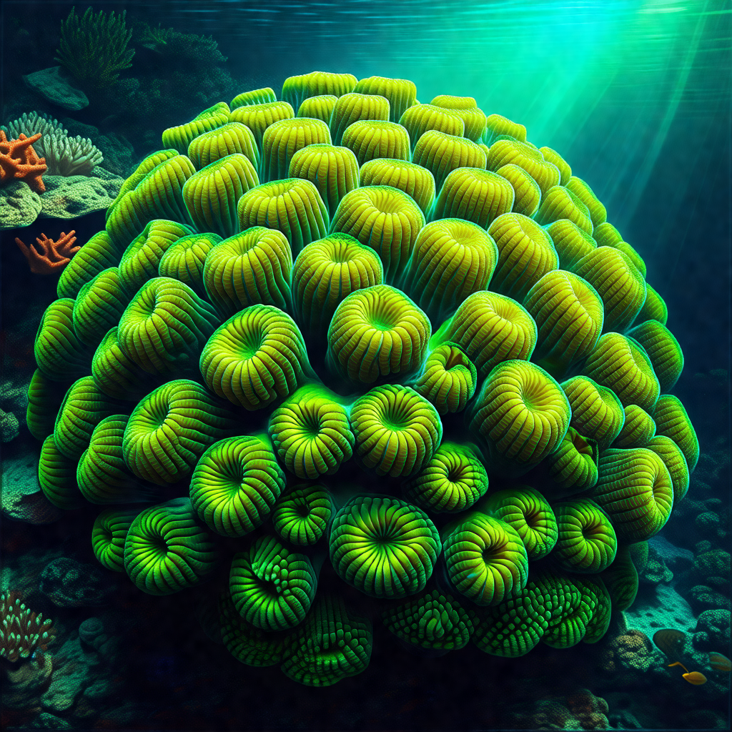 Vibrant green coral reef with a variety of colorful sea c...