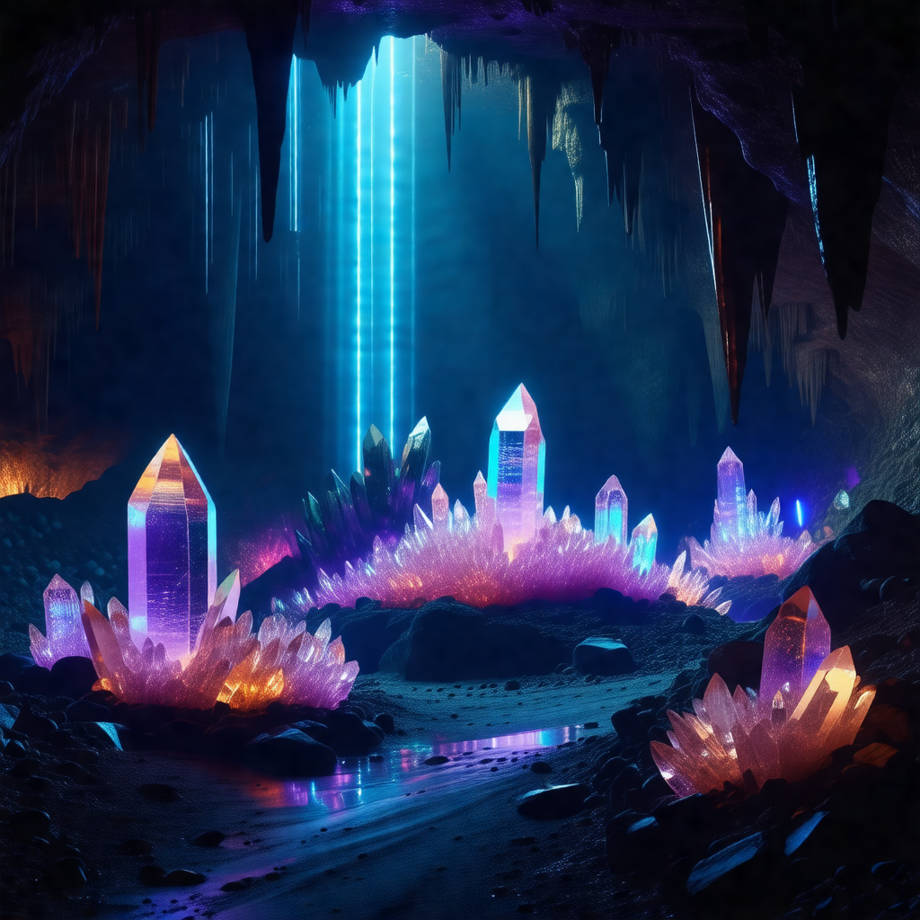Cave with a river flowing through it