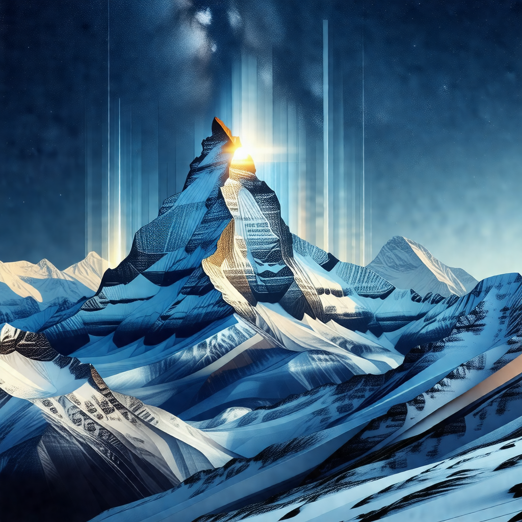 Stunning digital painting of a snow-covered mountain