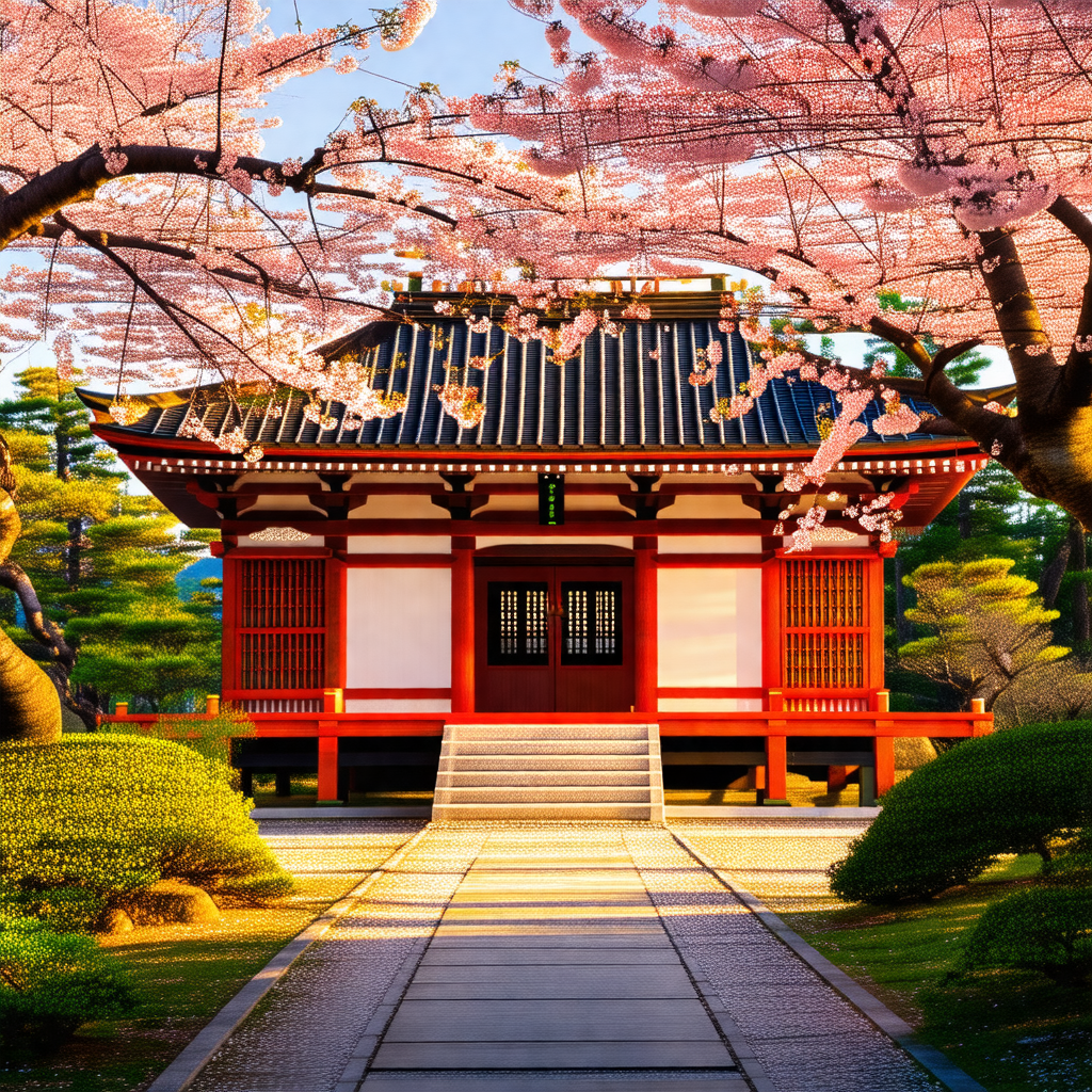 Beautiful red and white building with a large red door