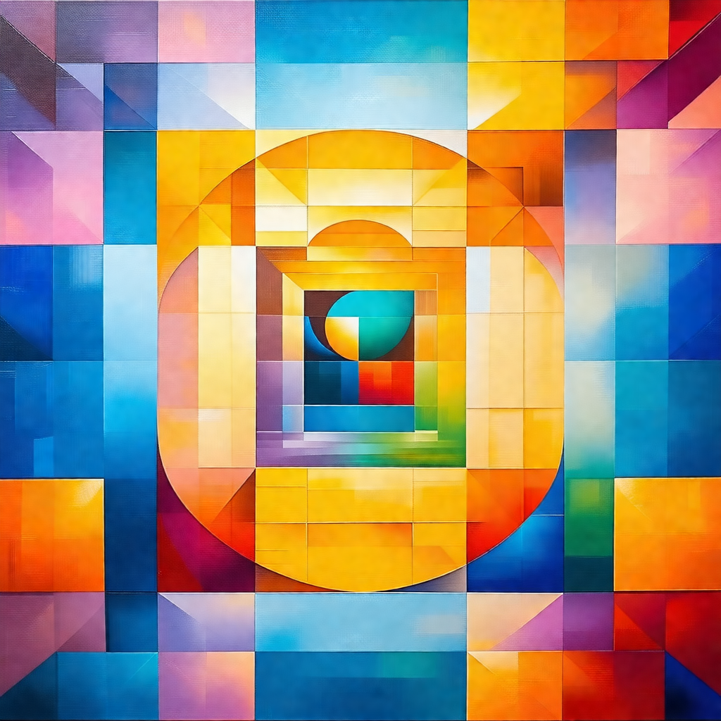 Colorful painting of a tunnel, featuring a brightly color...