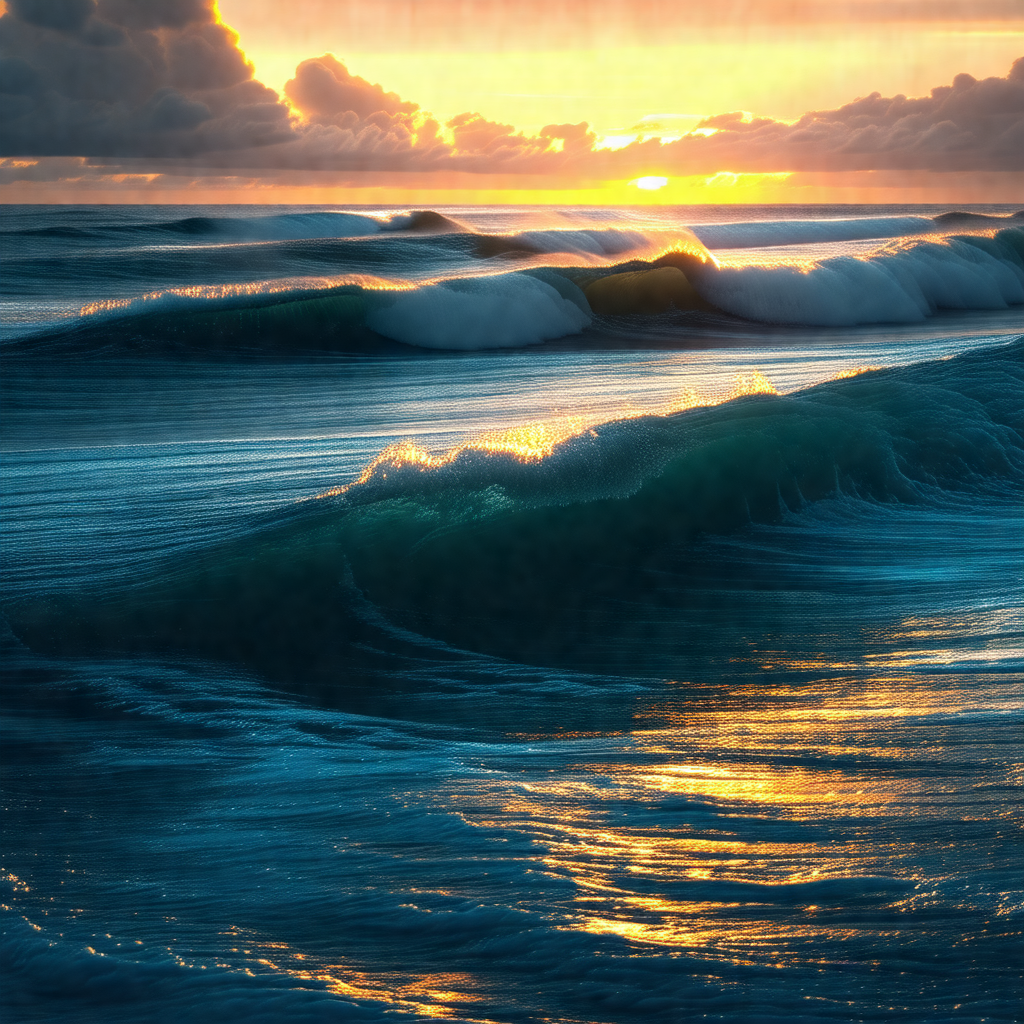 Captures a beautiful sunset over the ocean, with the sun ...