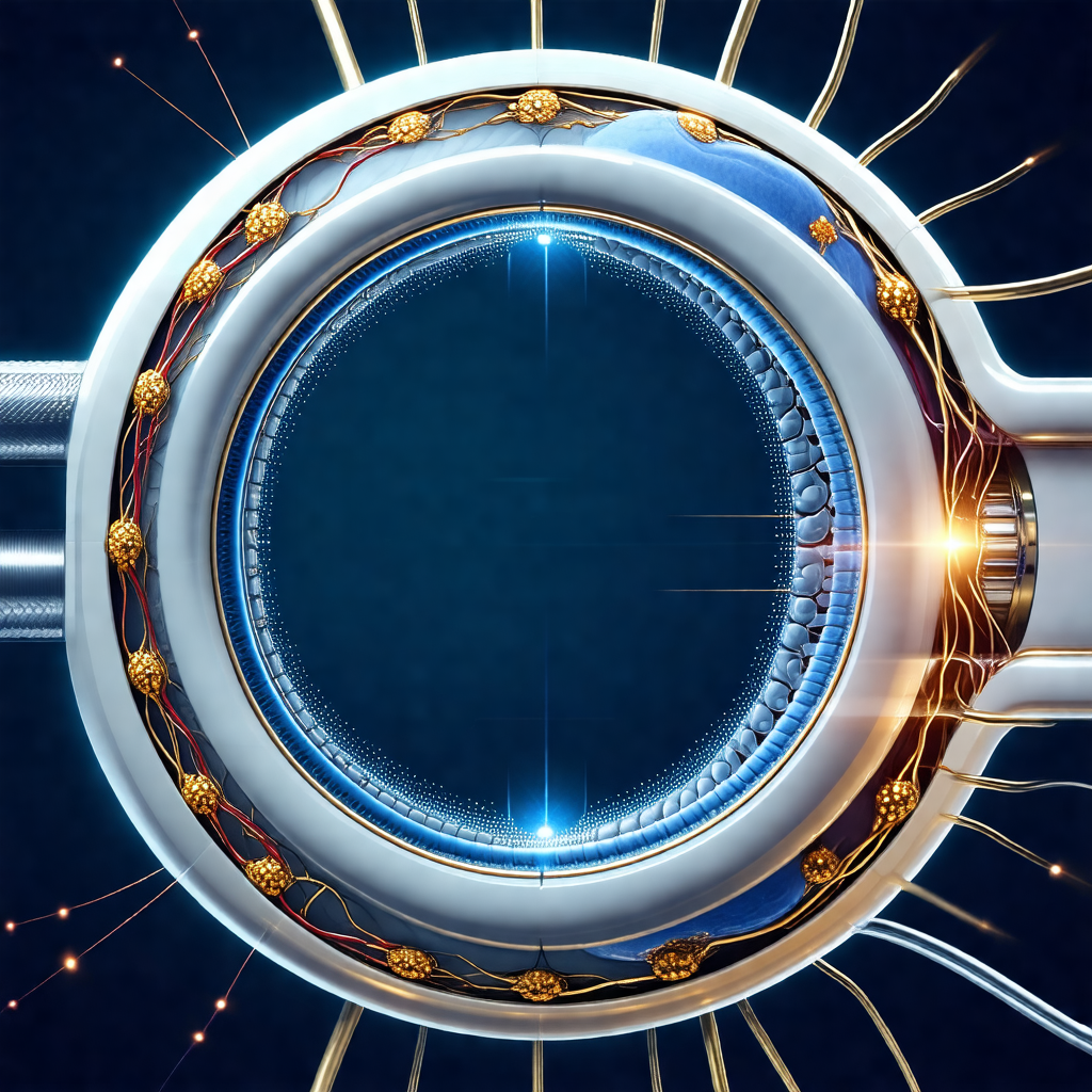 Close-up of a blue eye with a gold rim