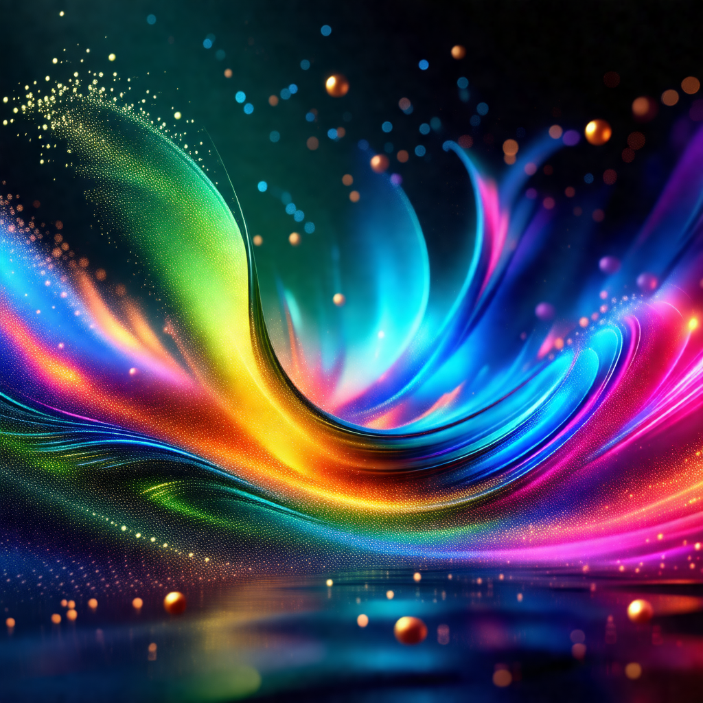 Colorful and vibrant painting of a swirling, flowing, and...