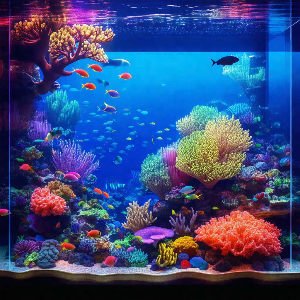 Large aquarium filled with a variety of colorful fish and...