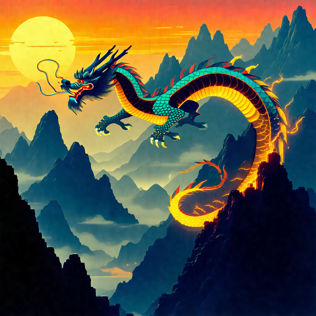 Dragon flying through the sky, with its mouth open as if ...