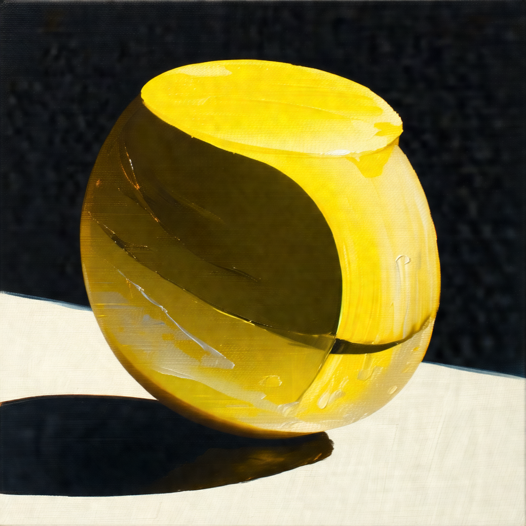 Yellow glass bowl sitting on a white table