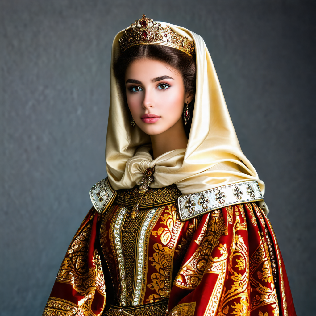 Woman dressed in a beautiful, ornate costume, possibly a ...