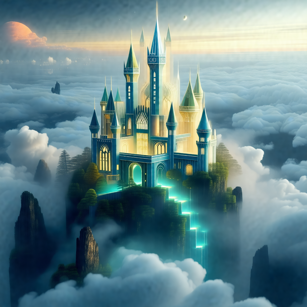 Majestic castle with a tall tower, situated on top of a hill