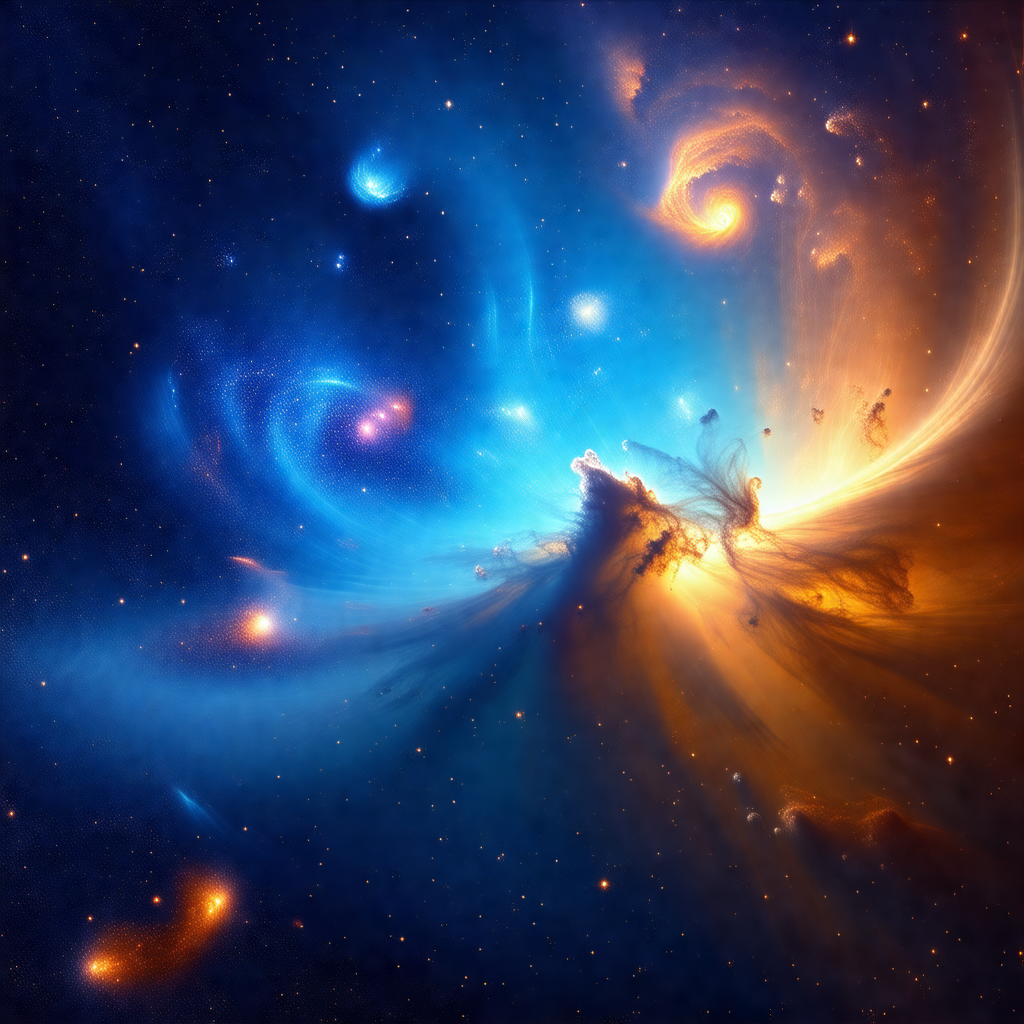 Beautiful and colorful space scene, featuring a brightly ...