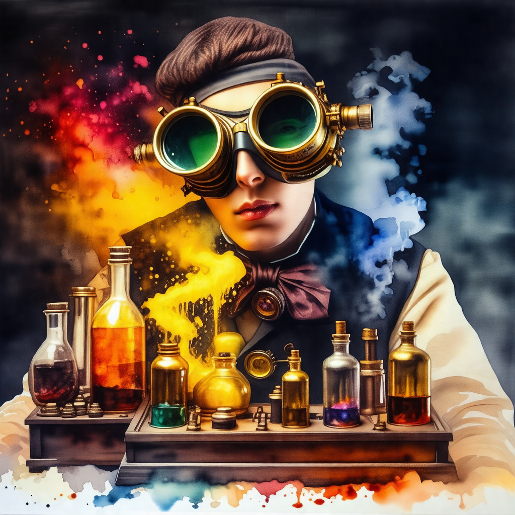 Man wearing a suit and goggles, standing in front of a ta...
