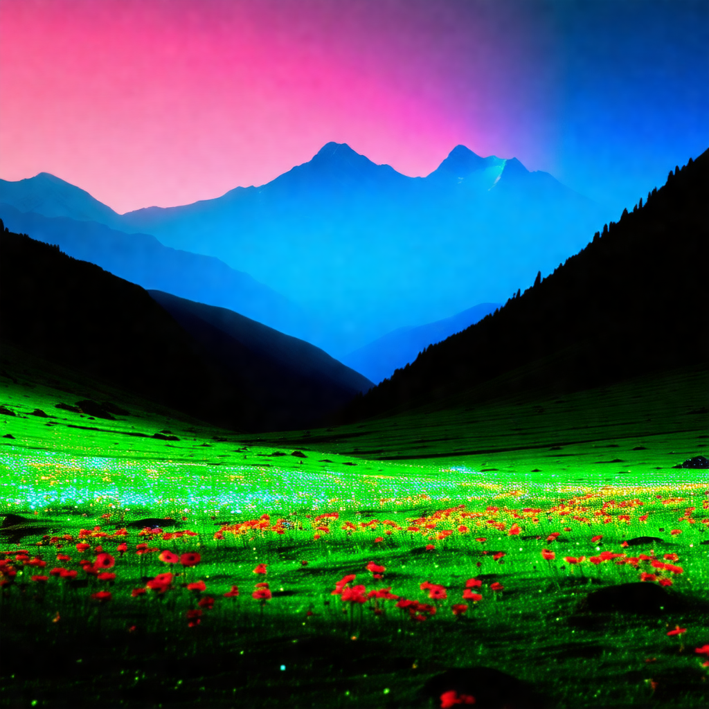 Beautiful mountain range with a lush green field in the f...