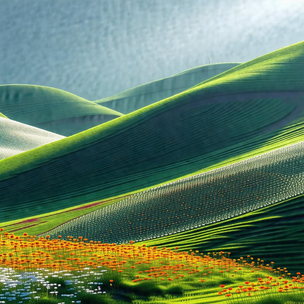 Lush green hillside with a beautiful view of the ocean