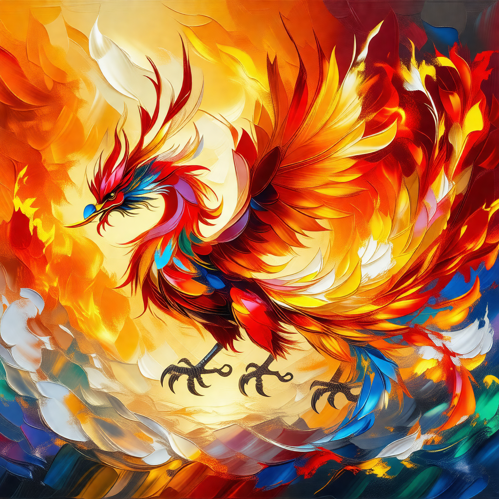 Colorful bird with a long tail, standing in the center of...