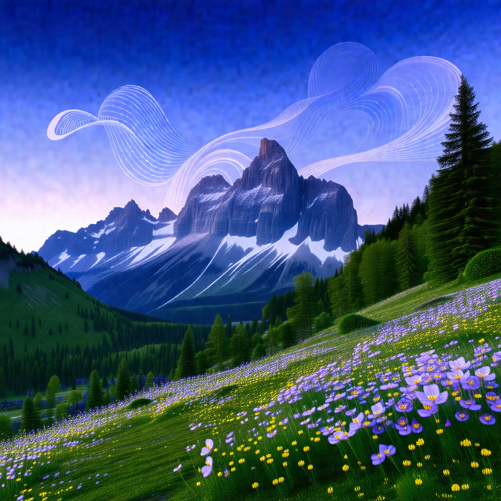 Beautiful mountain landscape with a large mountain in the...