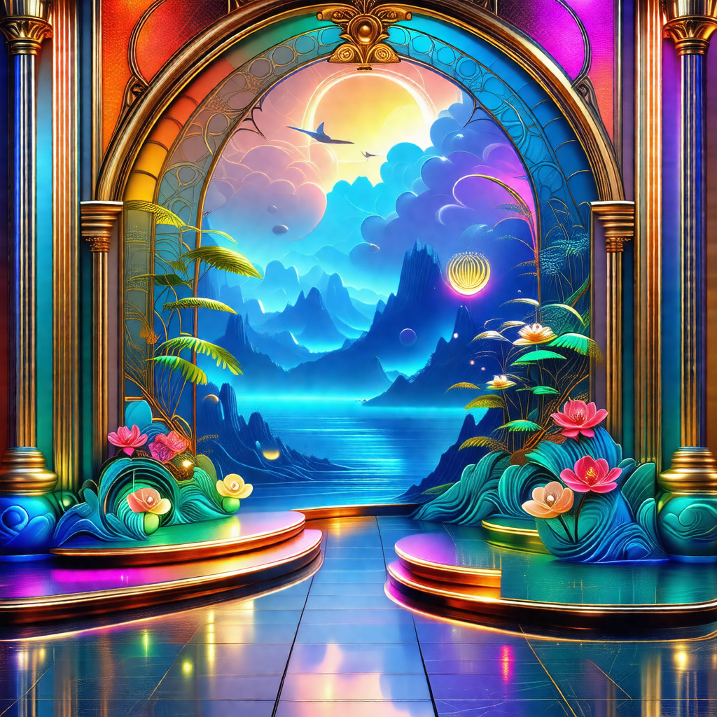 Beautifully painted mural of a tropical landscape